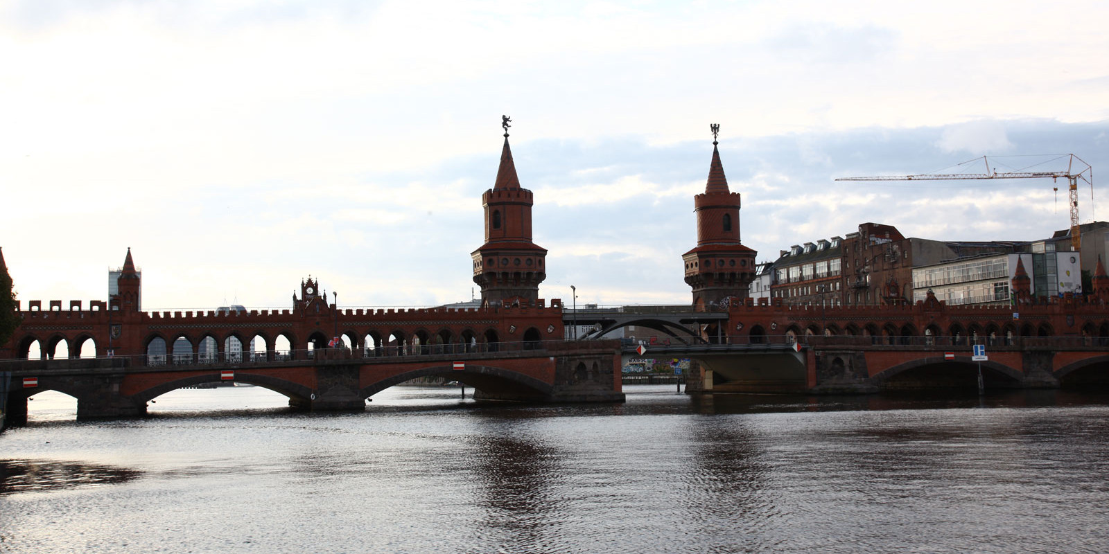 Brick bridge with two towers